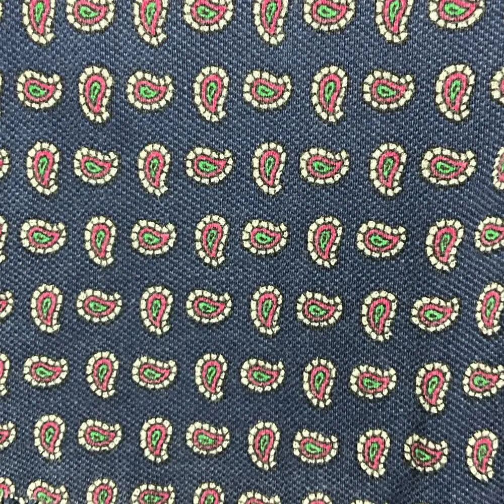 RALPH LAUREN Girls Dress Navy Blue Pink Paisley Ruffle Pony Logo Puff Sleeve 6